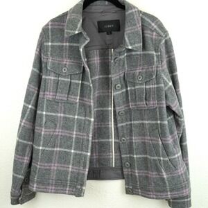 J.Crew‎ Wool Blend Plaid Shacket Jacket Gray Purple Size Small